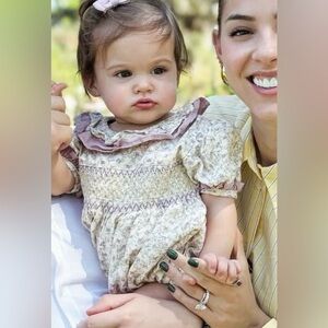 La Coqueta Floral Baby Romper with Ruffle Trim